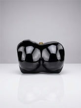 Black Sculptural Clutch Purse with Removable Chain Strap | Luxury Statement Evening Bag