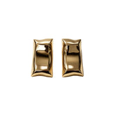 Gold Sculptural Rectangle Stud Earrings – Polished Modern Statement Studs