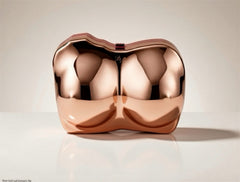 Rose Gold Sculptural Clutch Purse with Removable Chain Strap | Metallic Statement Evening Bag