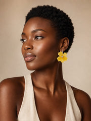 Golden Soleil Flower Statement Earrings