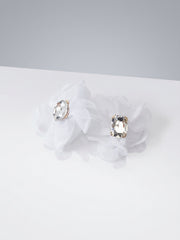 Ivory Bloom Crystal Organza Statement Earrings