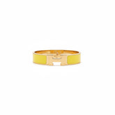 Yellow H Clack Bracelet- Gold Toned Enamel Cuff