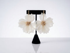 Ivory Bloom Statement Flower Earrings