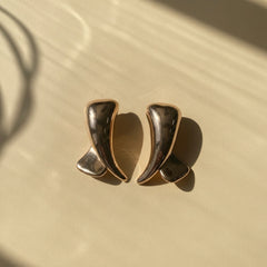 Sculpted Gold Curve Statement Earrings