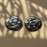 Sculpted Silver Disc Statement Earrings