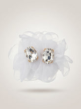 Ivory Bloom Crystal Organza Statement Earrings