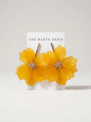 Golden Soleil Flower Statement Earrings