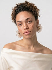 Champagne Bloom Organza Statement Earrings