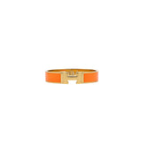 Orange H Clack Bracelet- Gold Toned Enamel Cuff