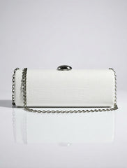 Luxury White Croc-Embossed Clutch Purse
