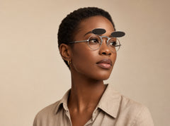 Midnight Eclipse Flip-Up Round Sunglasses