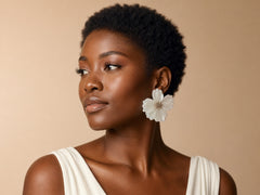 Ivory Bloom Statement Flower Earrings