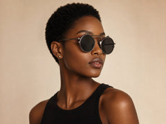 Midnight Eclipse Flip-Up Round Sunglasses