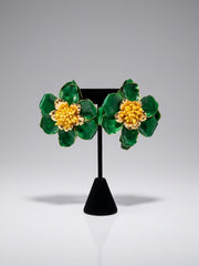 Emerald Bloom Floral Statement Earrings