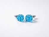 Lucky Roll Blue Dice Stud Earrings