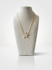 Crystal Star Pendant Necklace – Gold Tone
