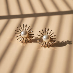 Pearl Sunburst Statement Earrings