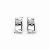 Silver Sculptural Rectangle Stud Earrings – Modern Polished Statement Studs