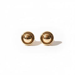Polished Gold Dome Stud Earrings