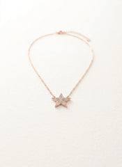 Crystal Star Pendant Necklace – Gold Tone