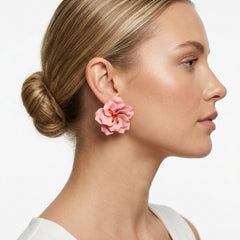 Rosé Bloom Statement Flower Earrings