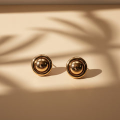 Polished Gold Dome Stud Earrings