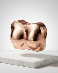 Rose Gold Sculptural Clutch Purse with Removable Chain Strap | Metallic Statement Evening Bag