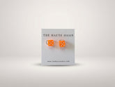 Lucky Roll Orange Dice Stud Earrings