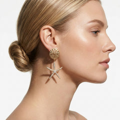 Golden Tide Starfish Statement Earrings