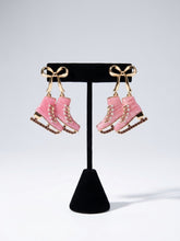 Blush Ice Skate Bow Statement Earrings