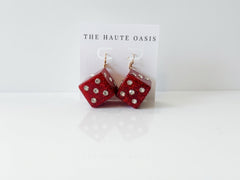 Lucky Streak Red Dice Drop Earrings