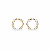 Gold & Pearl Open Hoop Earrings – Oval Pearl Statement Hoops