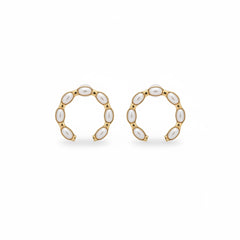 Gold & Pearl Open Hoop Earrings – Oval Pearl Statement Hoops