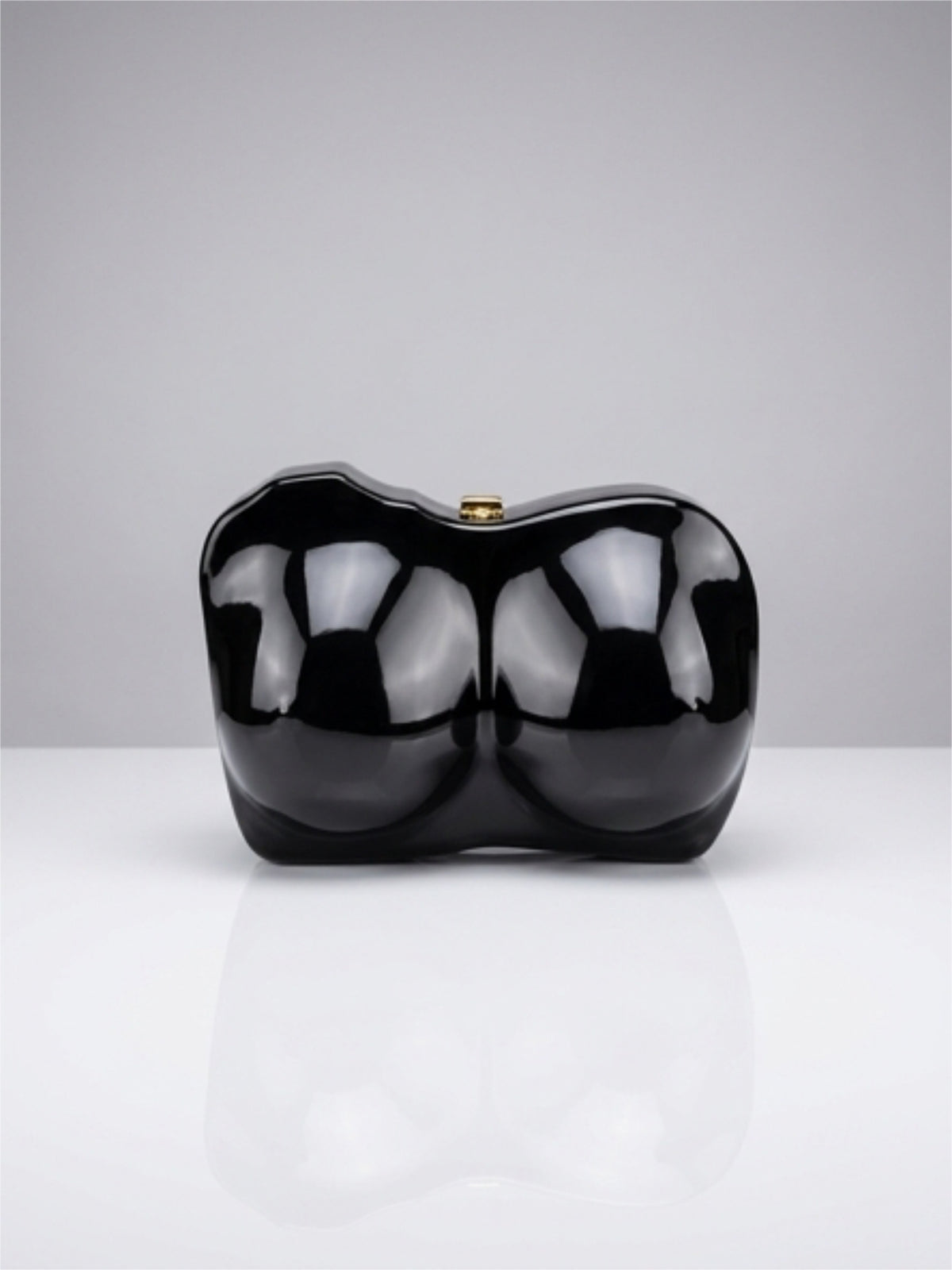 Black Sculptural Clutch Purse with Removable Chain Strap | Luxury Statement Evening Bag