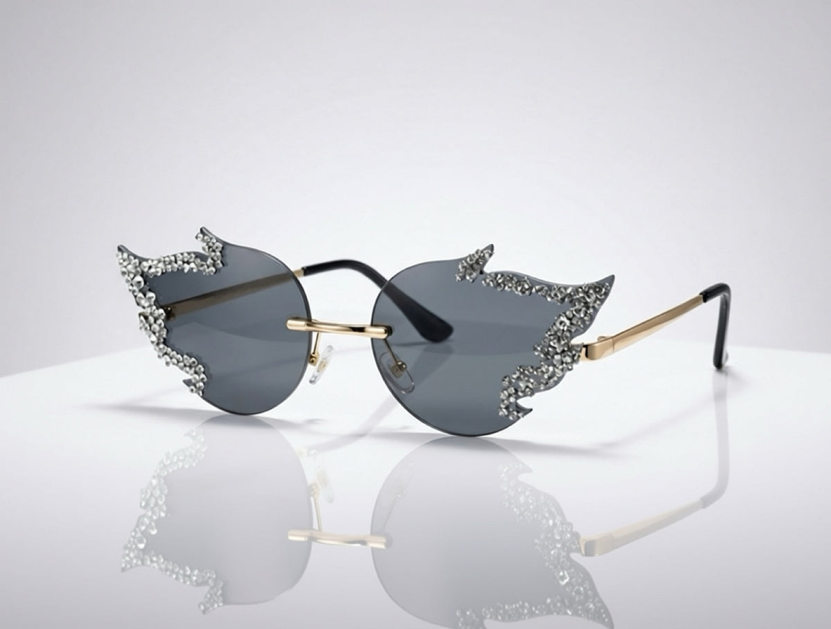 Crystal Noir Butterfly Sunglasses