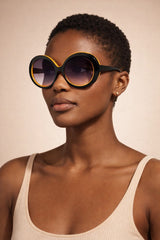 Oversized Round Sunglasses – Black & Yellow