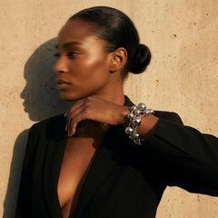 3pcs-Luxe Silver Ball Station Stretch Bracelet Set
