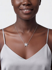Crystal Star Pendant Necklace – Silver Tone