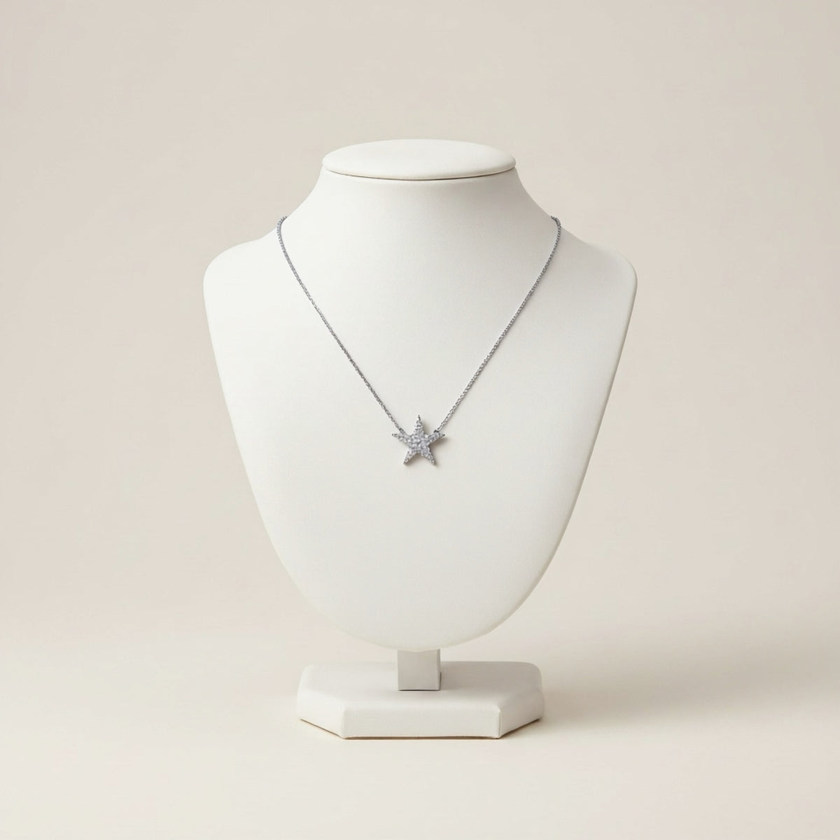 Crystal Star Pendant Necklace – Silver Tone