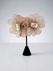 Champagne Bloom Organza Statement Earrings