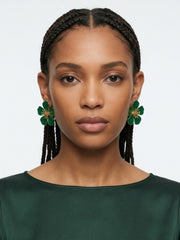 Emerald Bloom Floral Statement Earrings