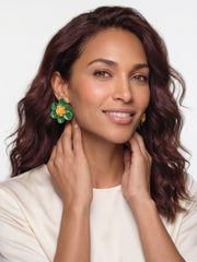 Emerald Bloom Floral Statement Earrings