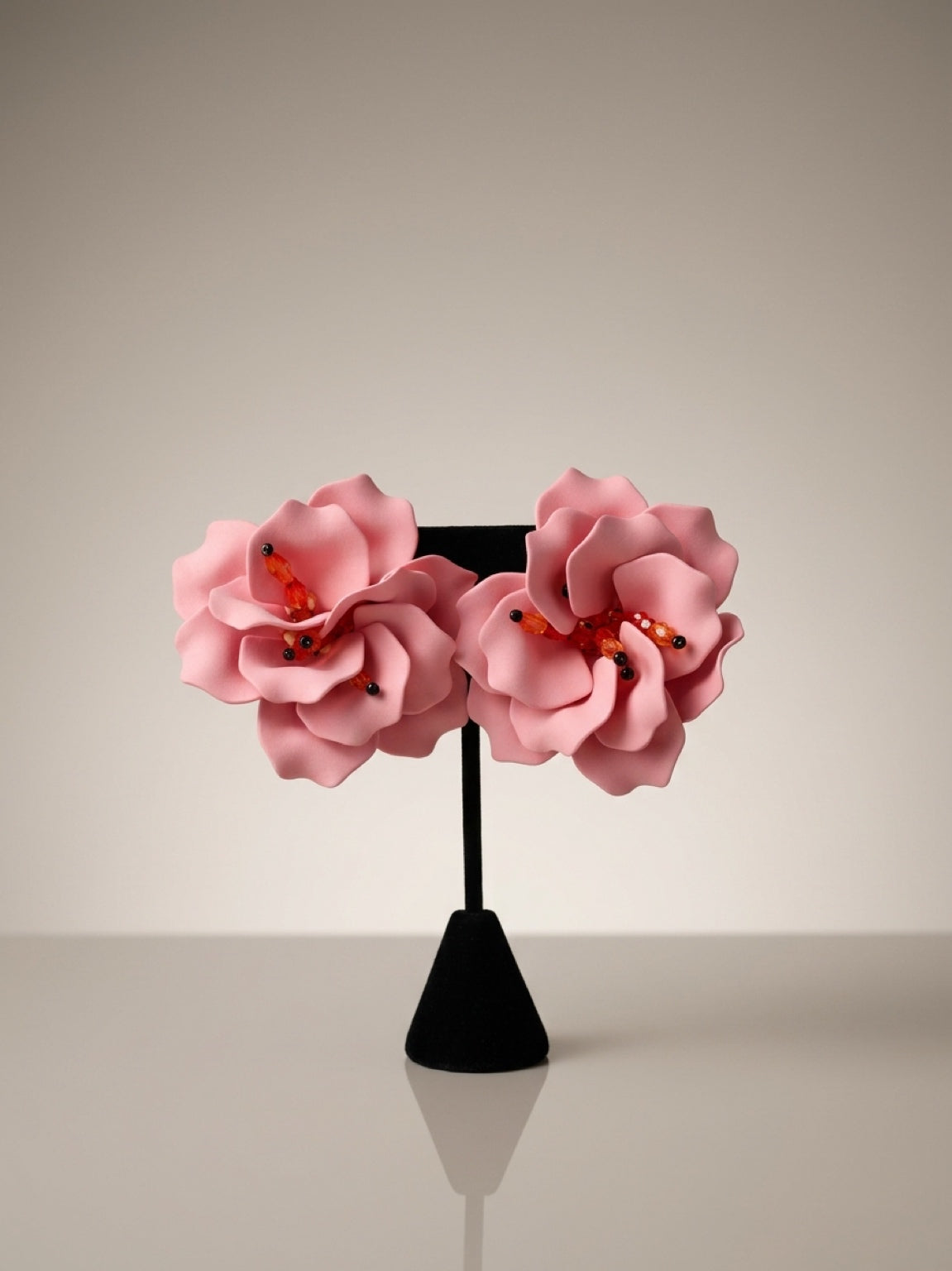 Rosé Bloom Statement Flower Earrings