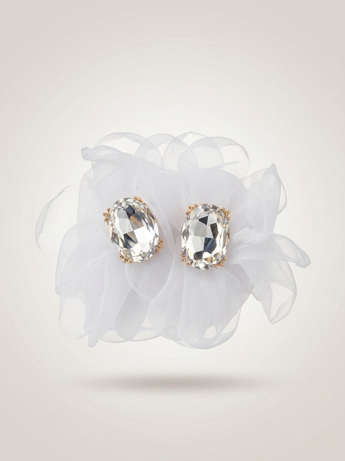 Ivory Bloom Crystal Organza Statement Earrings