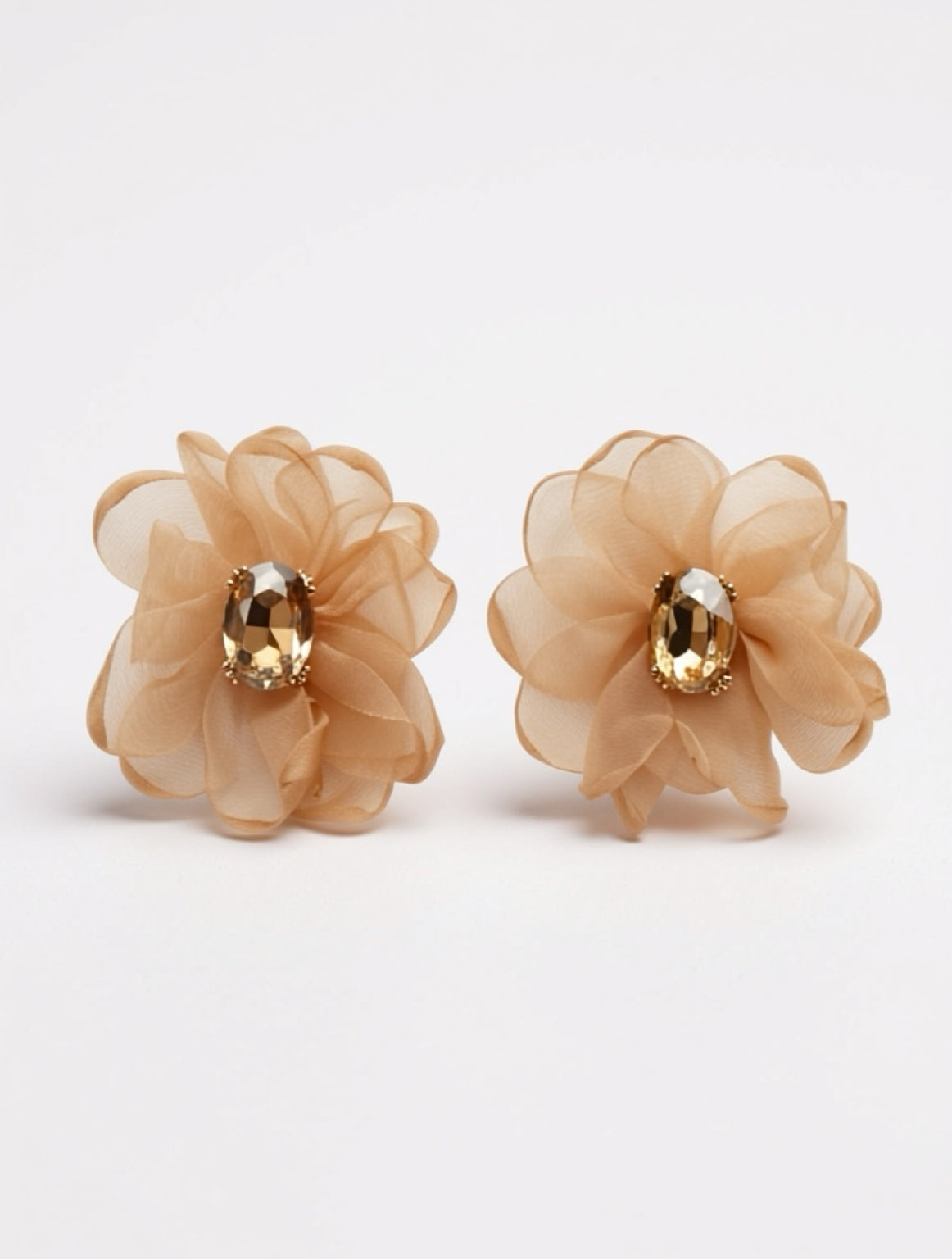 Champagne Bloom Organza Statement Earrings