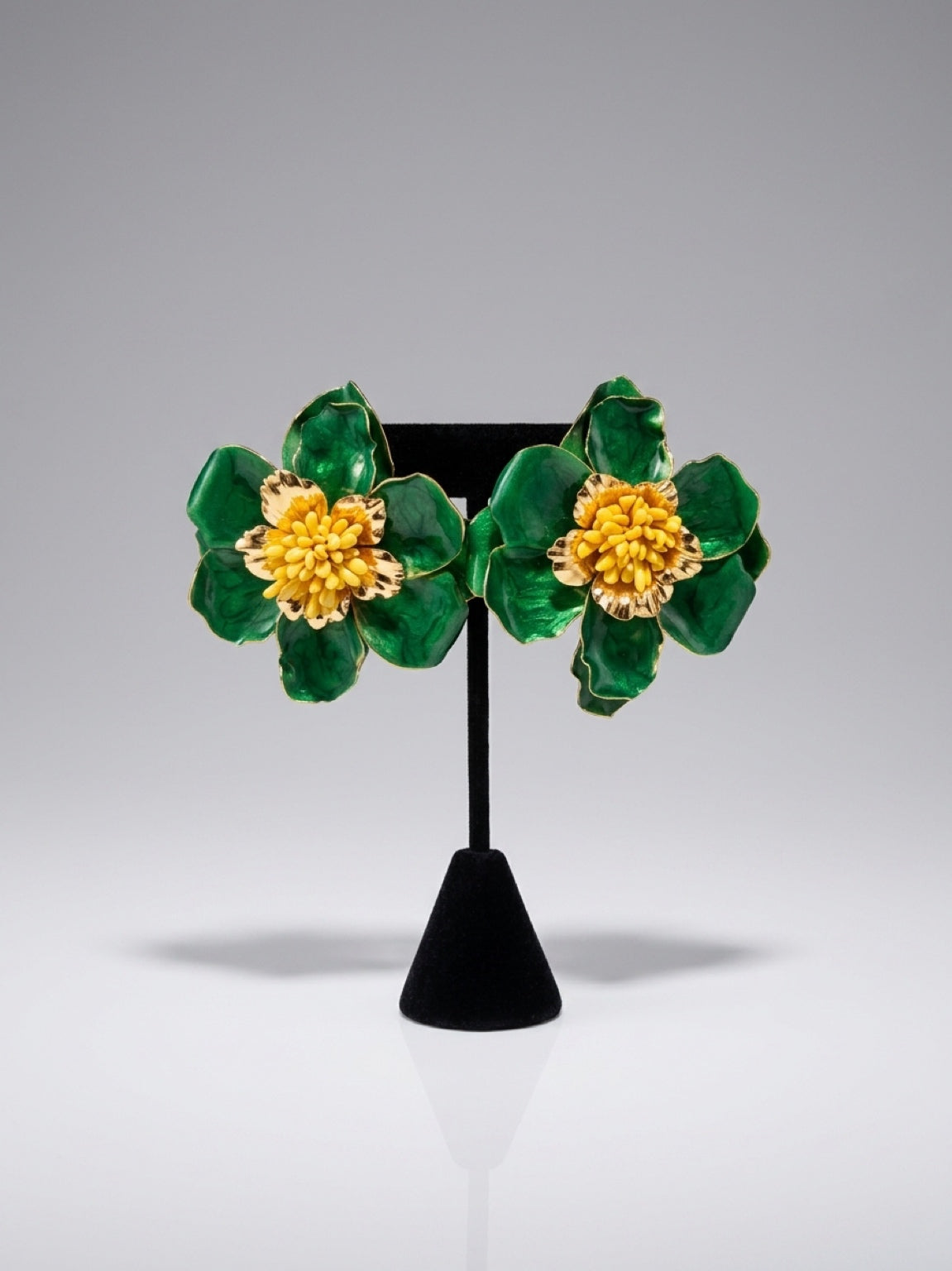 Emerald Bloom Floral Statement Earrings
