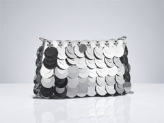 Silver Sequin Clutch Purse with Removable Chain Strap | Metallic Statement Evening Bag