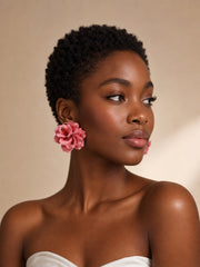 Rosé Bloom Statement Flower Earrings