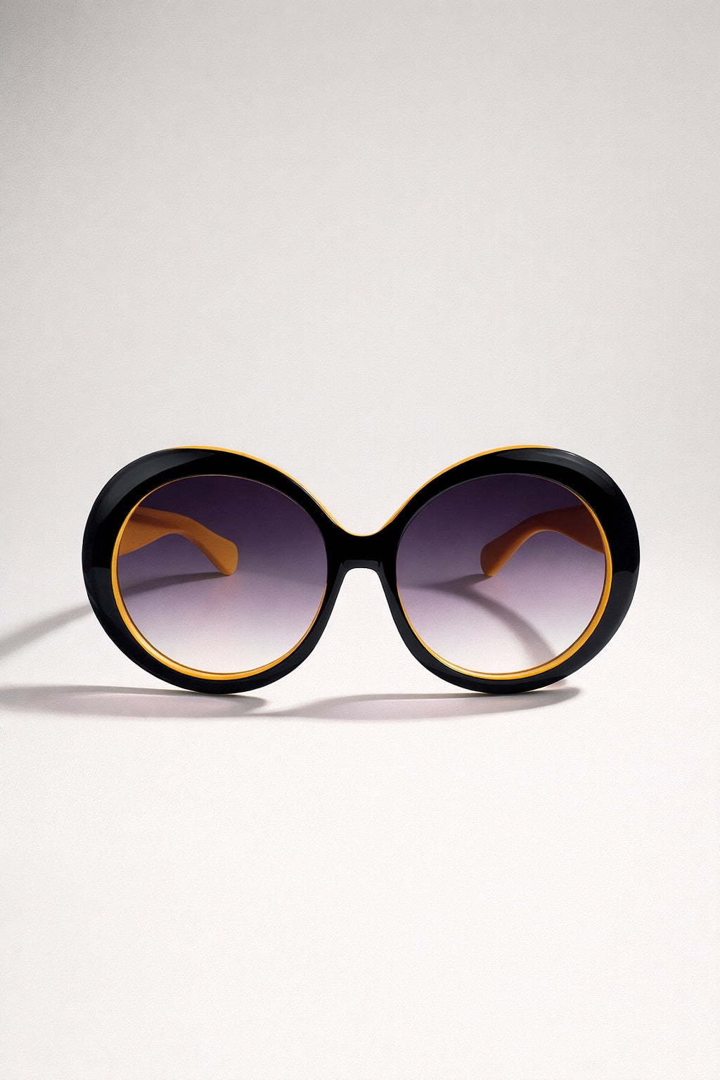 Oversized Round Sunglasses – Black & Yellow