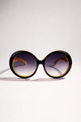 Oversized Round Sunglasses – Black & Yellow